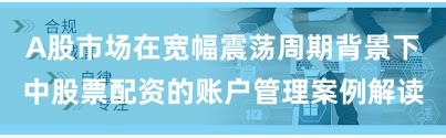 A股市场在宽幅震荡周期背景下中股票配资的账户管理案例解读